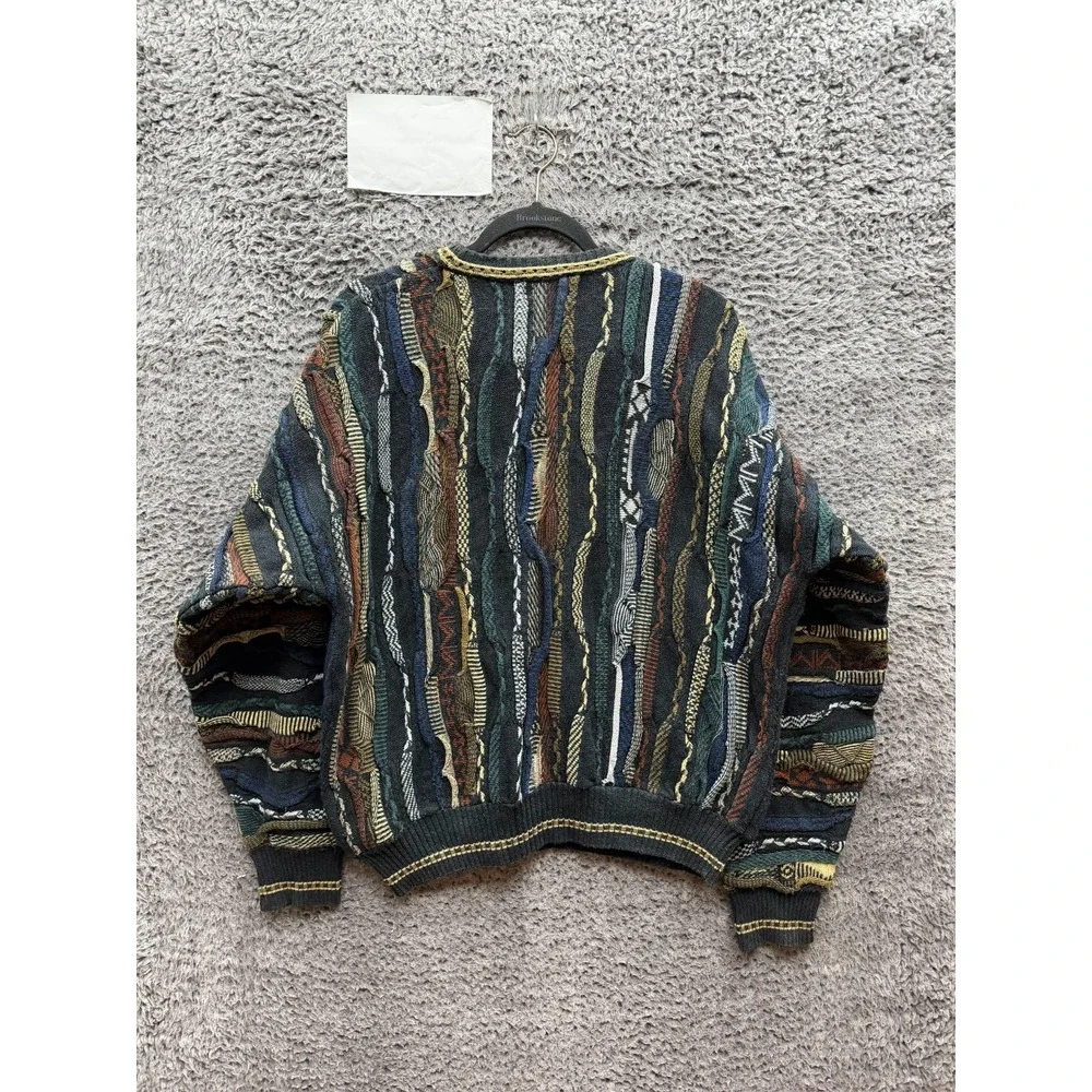 Vintage 1990s Alfani 3D Textured Knit Pullover Sweater Multicolor Mens Size M